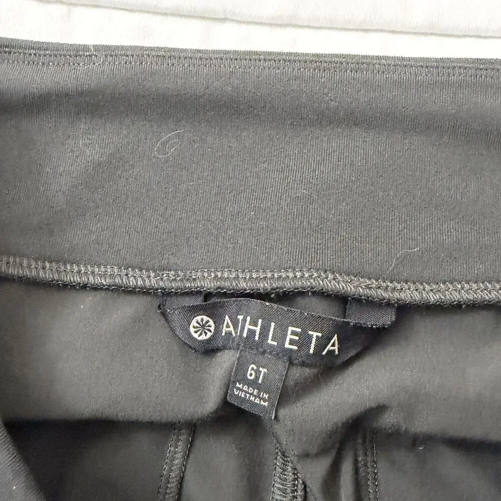 Athleta Soho‎ Jogger Pants Womens 6 Tall Black Olive High-Rise Gym Pull-on 6T